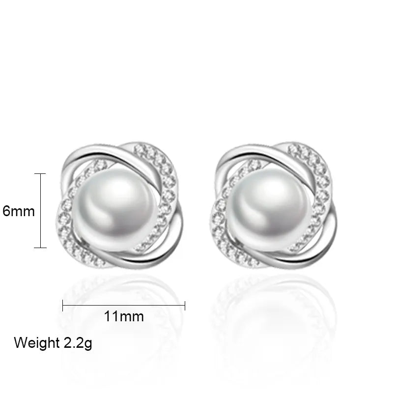 XIYANIKE Zircon Crystal Pearl Earrings For Women New Arrival Fashion Luxury Rotate Silver Color Earrings Jewelry VES6670