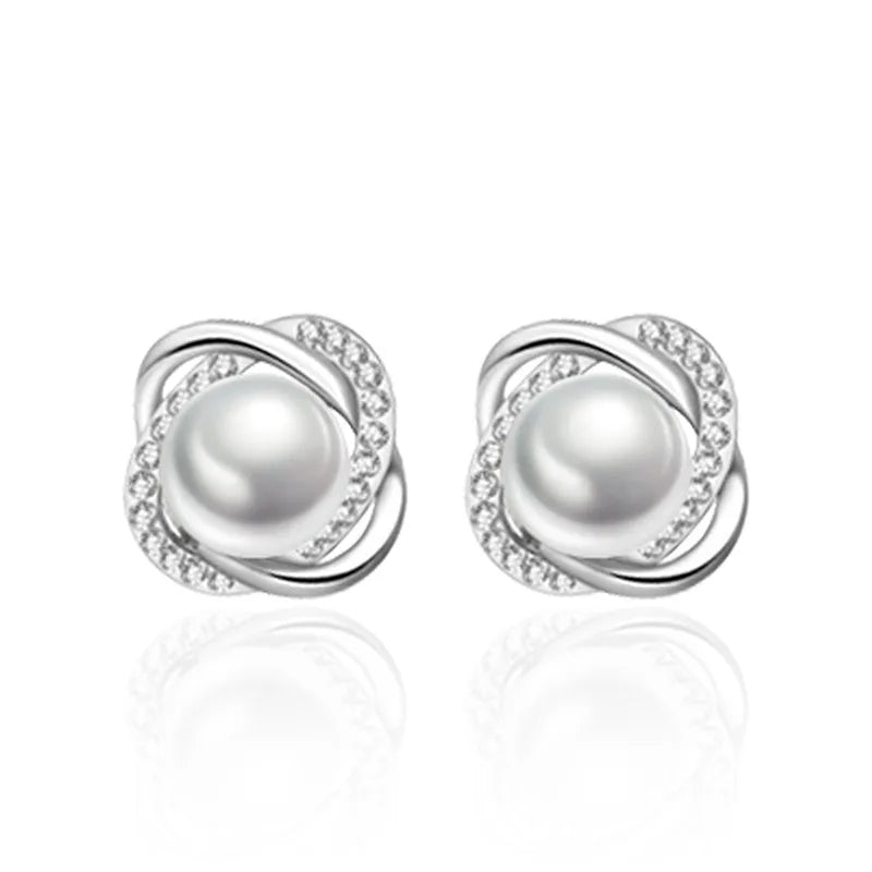 XIYANIKE Zircon Crystal Pearl Earrings For Women New Arrival Fashion Luxury Rotate Silver Color Earrings Jewelry VES6670
