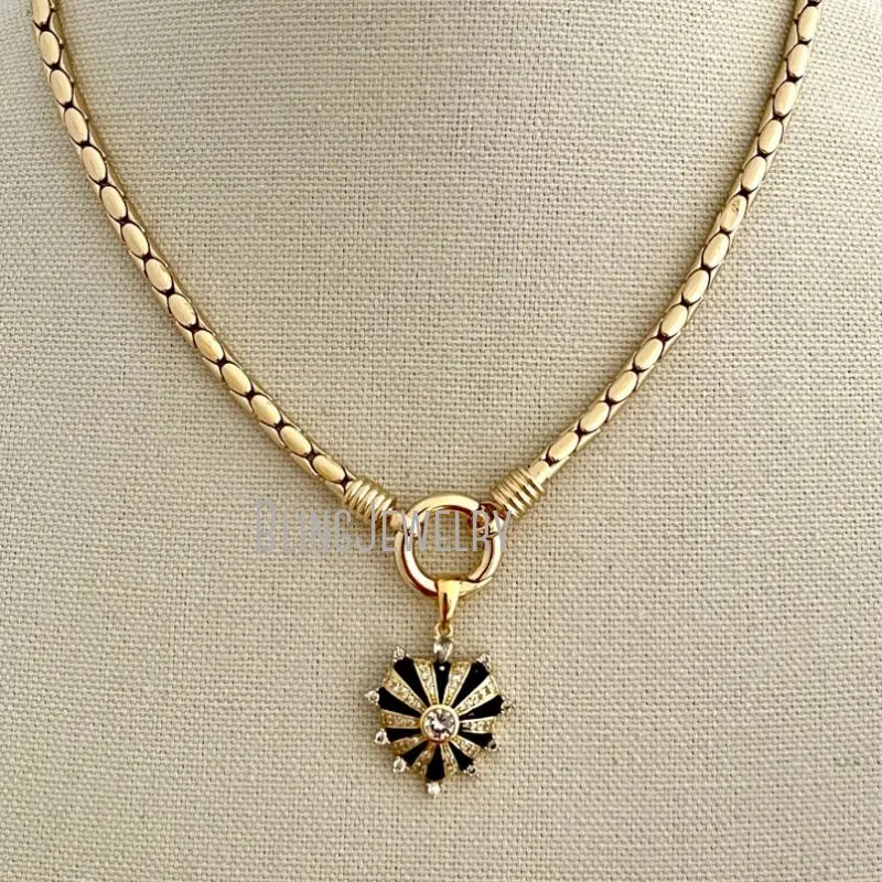 Stainless Steel Snake Chains Choker Enamel Heart Charm Pendant Spring Lock Clasp Statement Necklace Women Halloween Y2k Jewelry