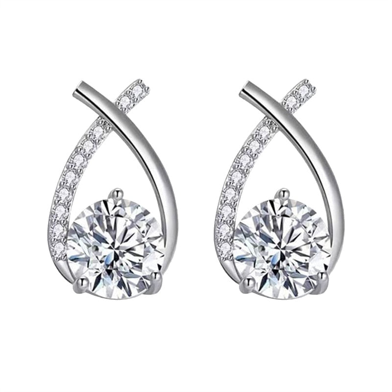 SKEDS Fashion Cross Stud Earrings For Women Girls Korean Style Elegant Crystal Jewelry Ear Rings Fishtail Lady Earrings Gift