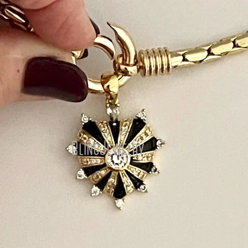 Stainless Steel Snake Chains Choker Enamel Heart Charm Pendant Spring Lock Clasp Statement Necklace Women Halloween Y2k Jewelry