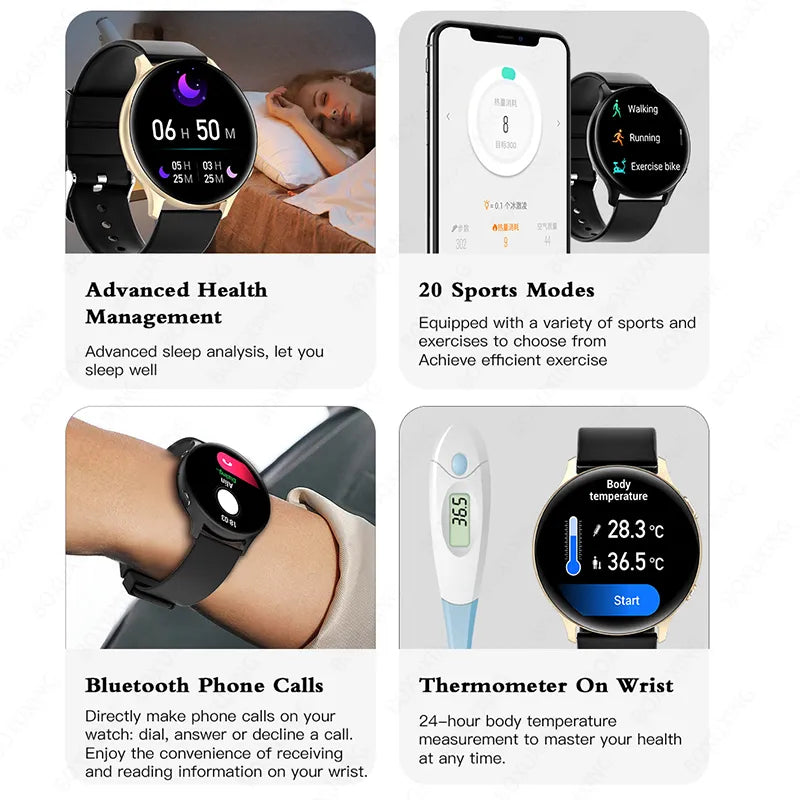 2023 New Bluetooth Call Smart Watch Women Men 1.32 " AMOLED 360*360 HD Pixel Display Smartwatch Ladies Woman Fro Xiaomi Huawei