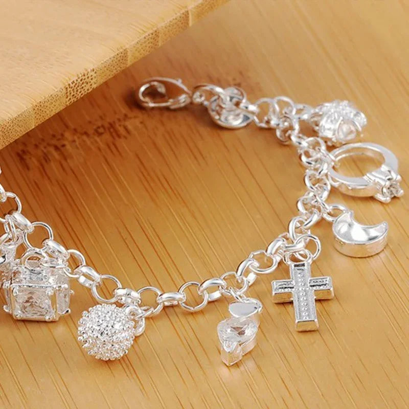 925 Sterling Silver Charm Beads With Cubic Zirconia – DIY Bracelet, Necklace, Anklet Charms For Women – Birthday, Christmas Gift Ideas