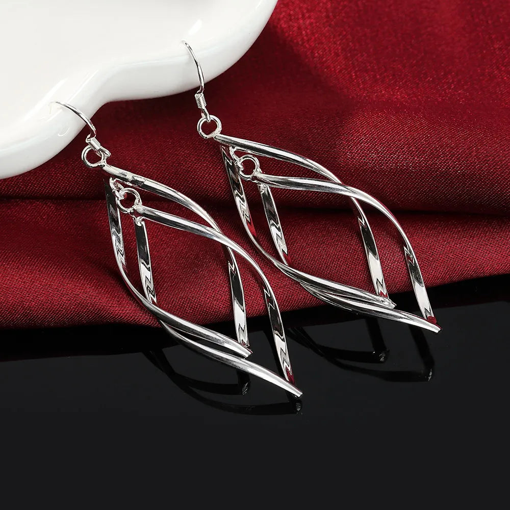 Fine High quality 925 Sterling Silver Earrings fashion Jewelry elegant Woman Hanging Drop long wedding Christmas Gifts