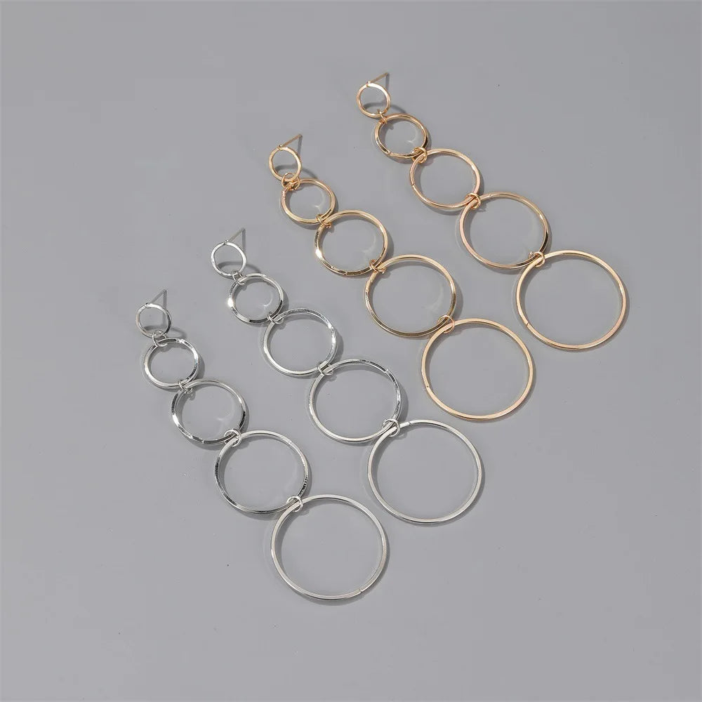New Round Circle Chain Long Pendant Earrings for Women Trendy Birthday Party Jewelry