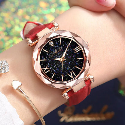 Women Watch Rhinestone Romantic Starry Sky WristWatch Fashion Ladies Leather Watch Clock for Women Relogio Feminino Montre Femme