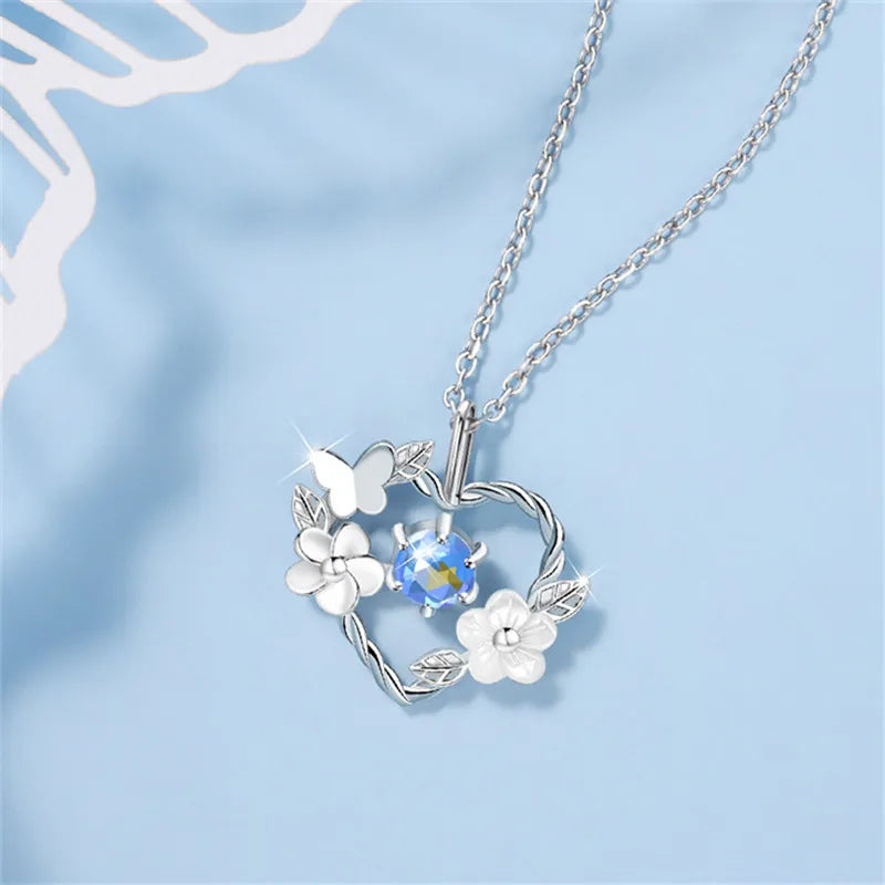 925 Sterling Silver Shell Flower Heart Charm Necklaces &amp; Pendants Choker Necklace For Women Statement Wedding Party Jewelry