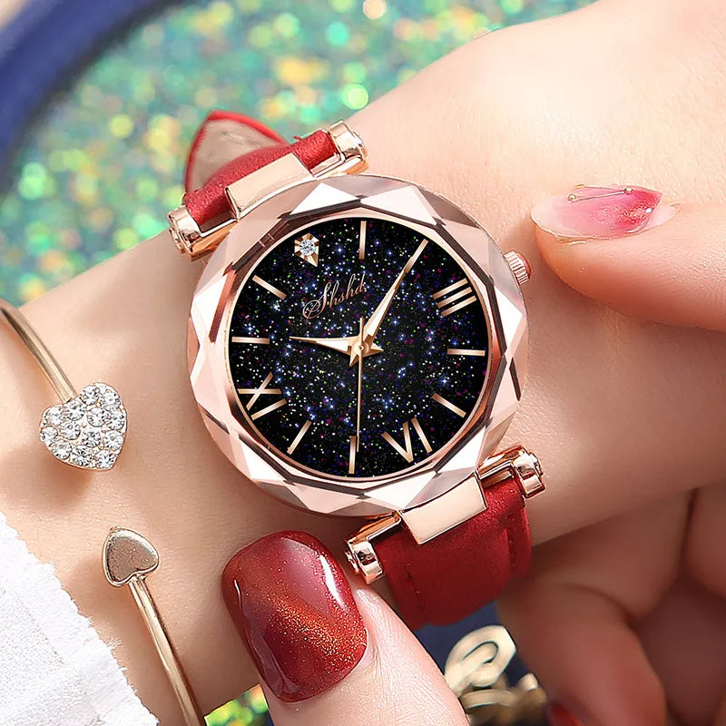 Women Watch Rhinestone Romantic Starry Sky WristWatch Fashion Ladies Leather Watch Clock for Women Relogio Feminino Montre Femme