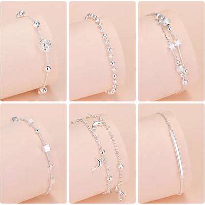 925 Sterling Silver Lucky Bead Charm Bracelet For Women Chain Round Bangles Fashion Luxury Quality Jewelry Christmas Accessories