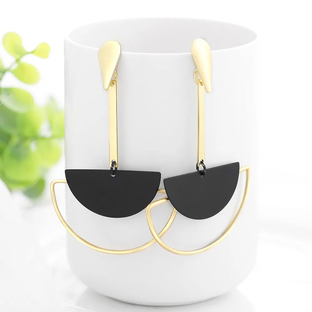 WYBU Summer Style Golden Drop Earrings For Women Geomatric Black Long Hanging Earring Triangle Jewelry Earing Bijouterie