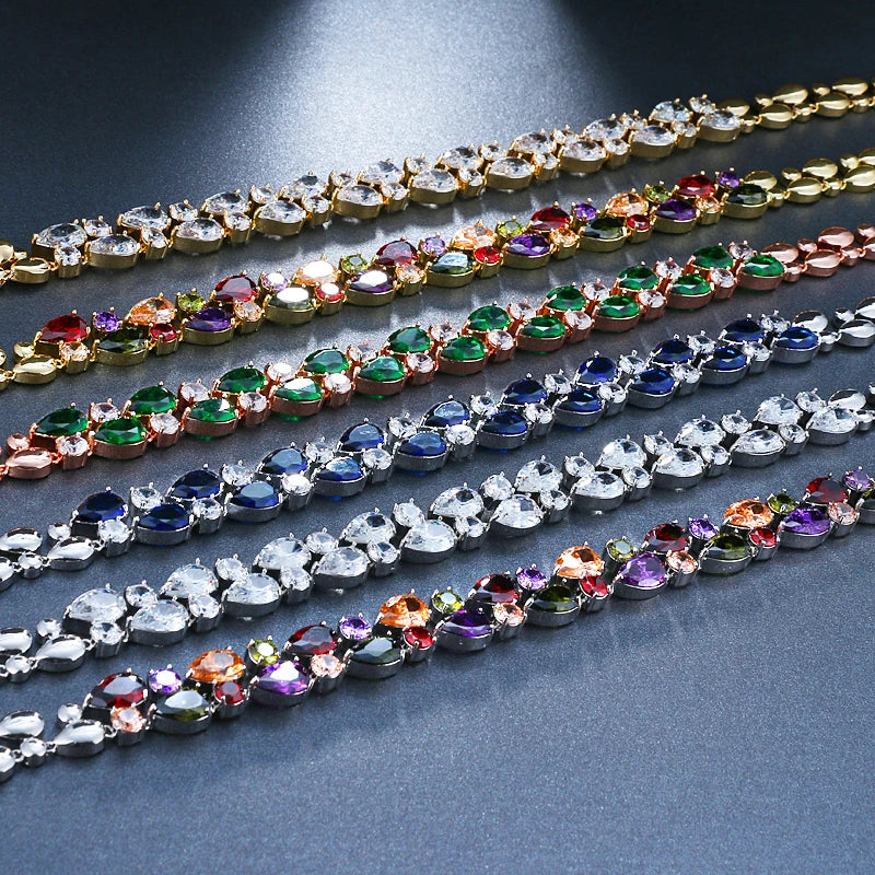 EMMAYA Stunning Big Carat Round CZ Crystal Necklace Luxury Bridal Party Jewelry For Wedding Evening