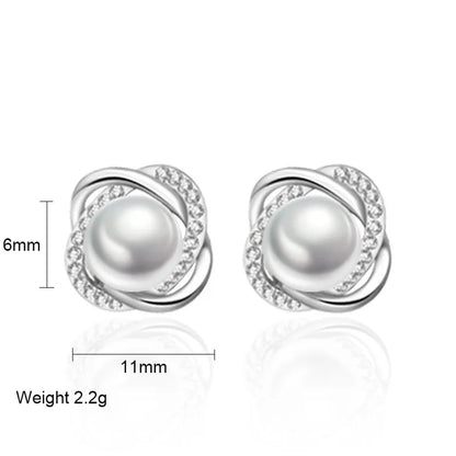 XIYANIKE Zircon Crystal Pearl Earrings For Women New Arrival Fashion Luxury Rotate Silver Color  Earrings Jewelry VES6670