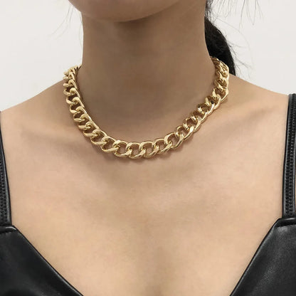 2021 Fashion Big Necklace for Women Twist Gold Color Silver Plated Chunky Thick Lock Choker Chain Necklaces Party Jewelry Gifts