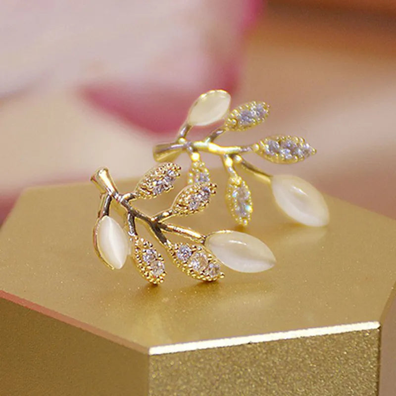 Exquisite Flower Zircon Stud Earrings For Women Leaves Geometric Rhinestone Earring Girl Party Birthday Christmas Jewelry Gifts