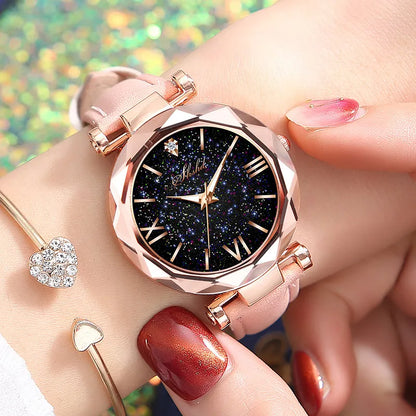 Women Watch Rhinestone Romantic Starry Sky WristWatch Fashion Ladies Leather Watch Clock for Women Relogio Feminino Montre Femme