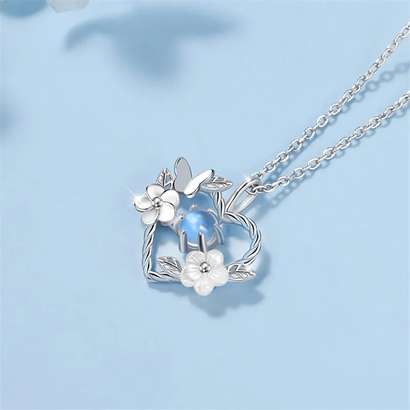 925 Sterling Silver Shell Flower Heart Charm Necklaces &amp; Pendants Choker Necklace For Women Statement Wedding Party Jewelry