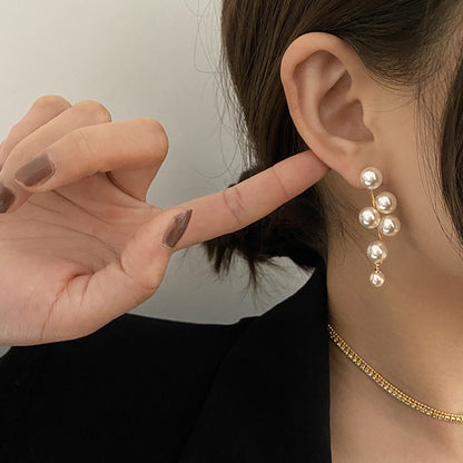 2021 New Fashion Korean Oversized White Pearl Drop Earrings for Women Bohemian Golden Round Zircon Wedding Earrings Jewelry Gift