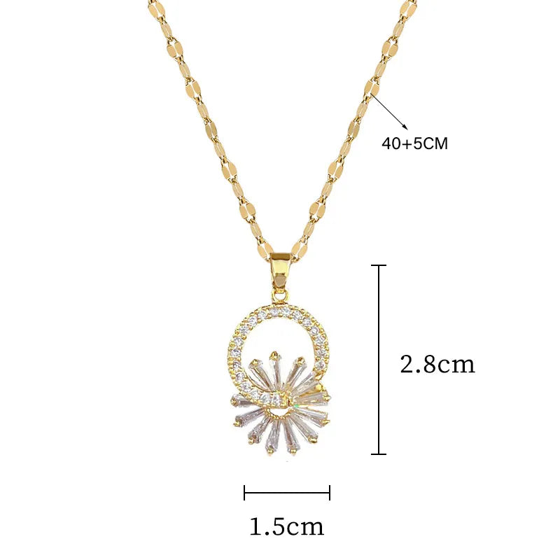 DIEYURO 316L Stainless Steel Cute Little Daisy Pendant Necklace Earrings For Women Girl Trendy Jewelry Set Gift Party Accessory