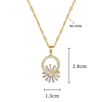 DIEYURO 316L Stainless Steel Cute Little Daisy Pendant Necklace Earrings For Women Girl Trendy Jewelry Set Gift Party Accessory