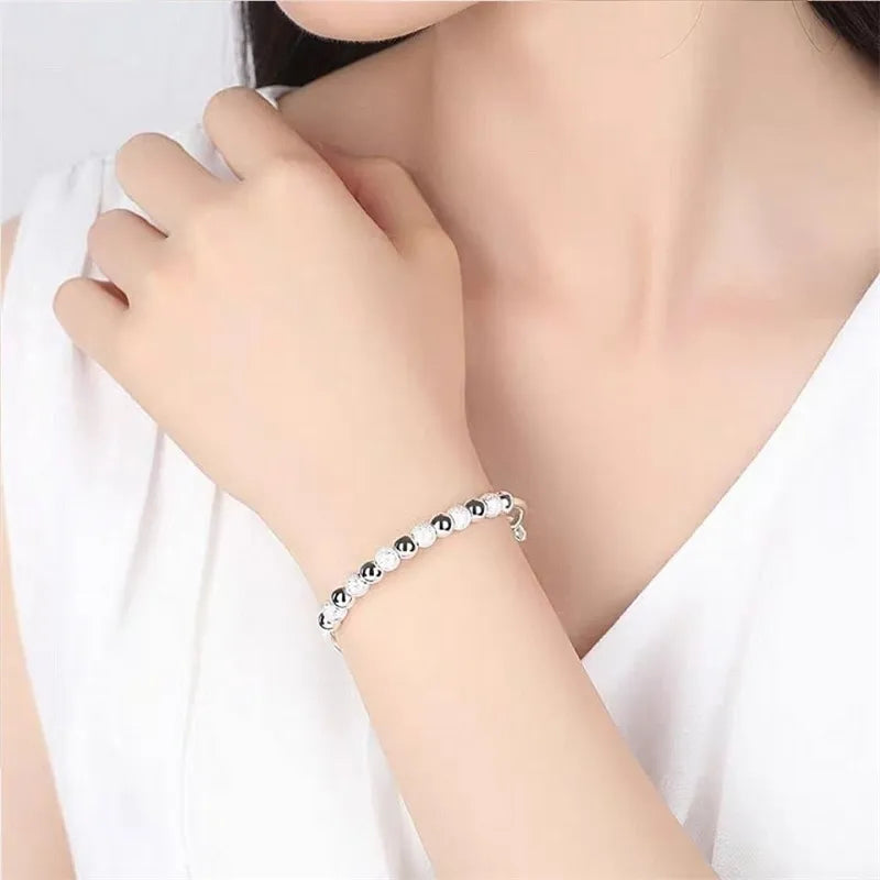 Charm 925 Sterling Silver Luxury Bead Bracelet Bracelet Cute Feminine Fashion Party Wedding Jewelry With Adjustable Size