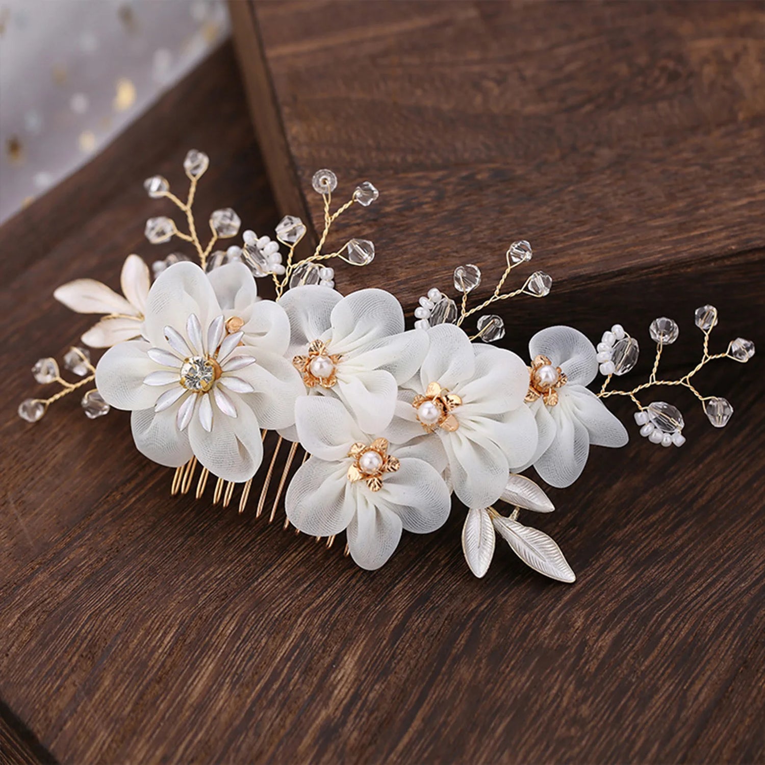 Flower Pearl Crystal Hair Clip Wedding Hair Comb Hairpin Headbands For Bride Women Wedding Hair Accessories Jewelry Tiara Gift