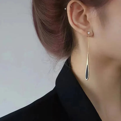 European and American Black Drop Tassel Long Earrings 2023 New Fashion Party Luxury Accessories For Women‘s Temperament Jewelry