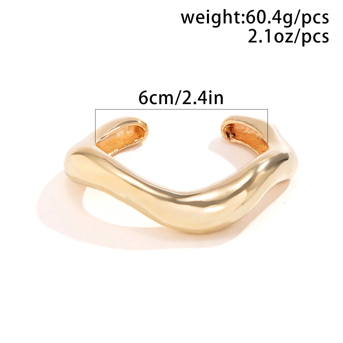 Vintage Gold Color Irregular Convex Open Wide Bangles Bracelet for Women Punk Chunky Thick Hand Jewelry