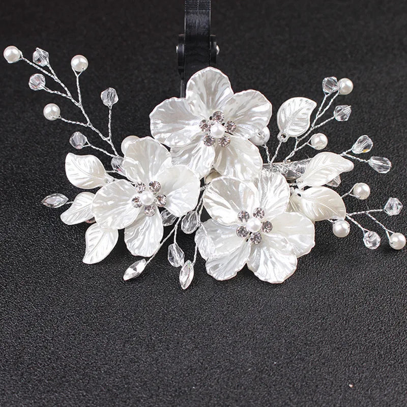 Flower Pearl Crystal Hair Clip Wedding Hair Comb Hairpin Headbands For Bride Women Wedding Hair Accessories Jewelry Tiara Gift