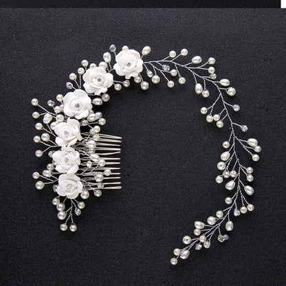 Flower Pearl Crystal Hair Clip Wedding Hair Comb Hairpin Headbands For Bride Women Wedding Hair Accessories Jewelry Tiara Gift