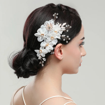 Flower Pearl Crystal Hair Clip Wedding Hair Comb Hairpin Headbands For Bride Women Wedding Hair Accessories Jewelry Tiara Gift