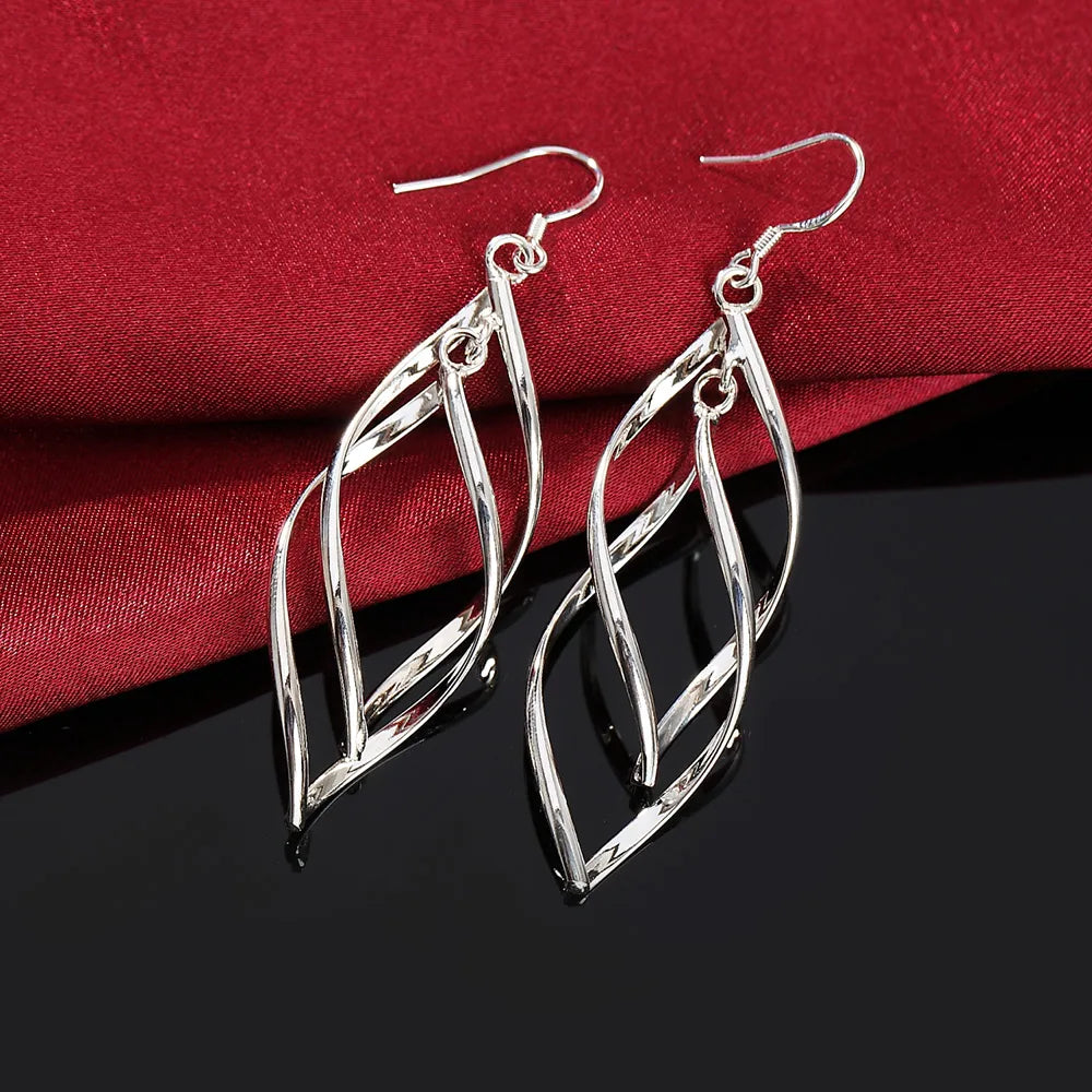 Fine High quality 925 Sterling Silver Earrings fashion Jewelry elegant Woman  Hanging Drop long wedding Christmas Gifts