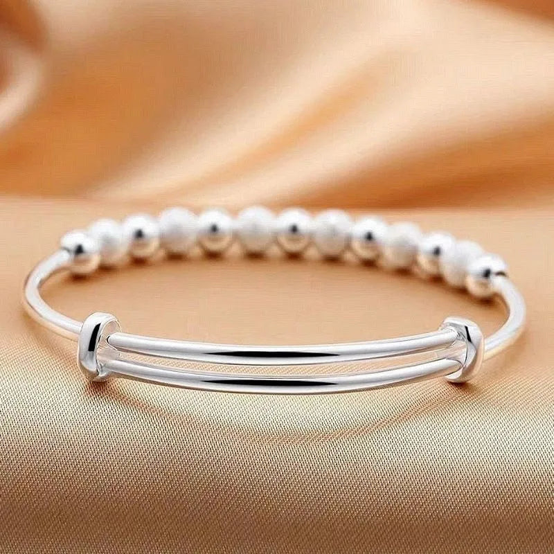Charm 925 Sterling Silver Luxury Bead Bracelet Bracelet Cute Feminine Fashion Party Wedding Jewelry With Adjustable Size