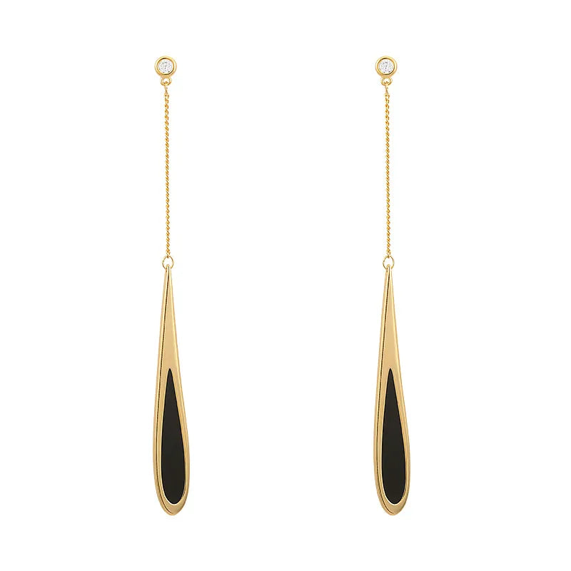 European and American Black Drop Tassel Long Earrings 2023 New Fashion Party Luxury Accessories For Women‘s Temperament Jewelry