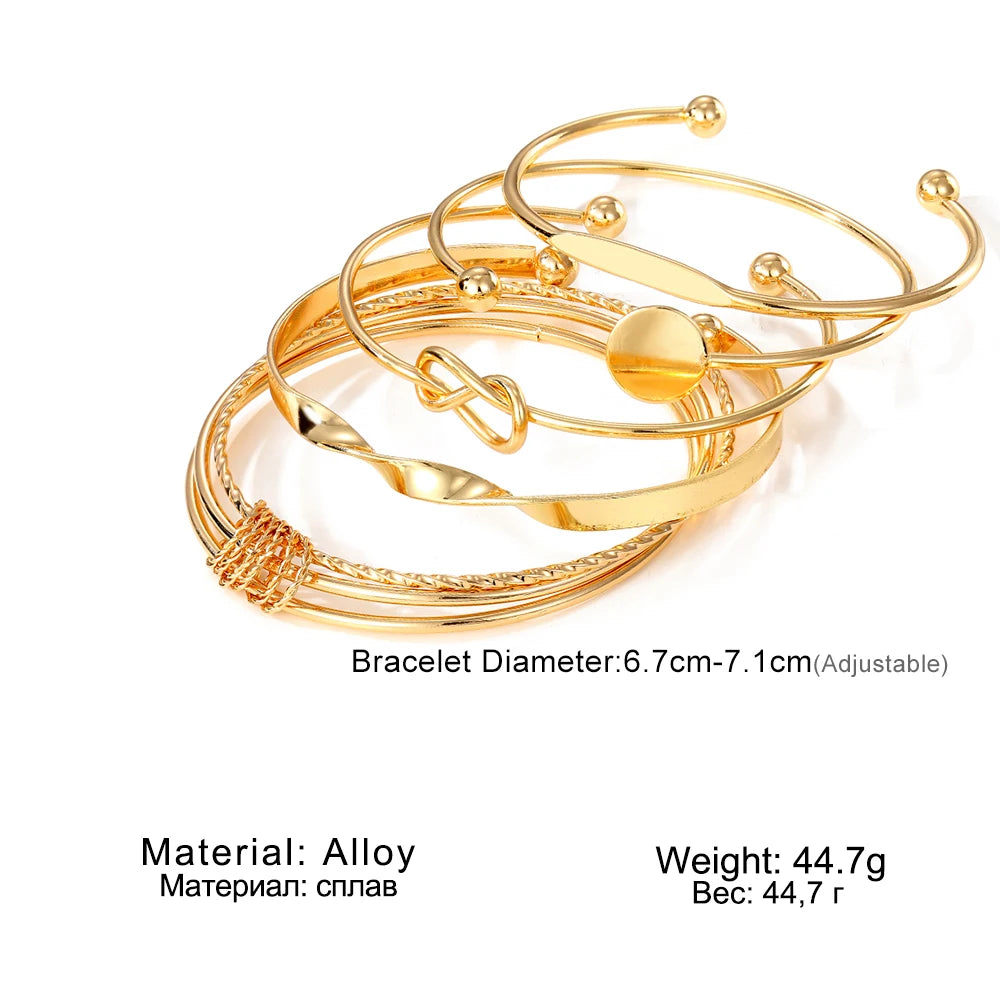 New Design Metal Bracelet for Women Men Gold Color Silver Color Twisted Tie Geometric Punk Opening Bangle Fashion Jewelry