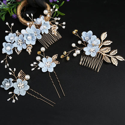 Wedding Bride Hairpin Hair Clips for Women Bridal Hair Accessories Pearl Rhinestone Flower Hair Combs Hairband Wedding Jewelry