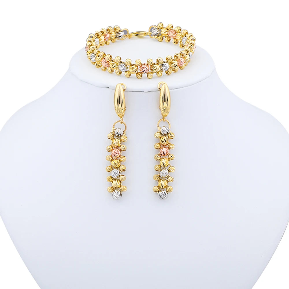 Dubai Colorful Necklace Earrings Bracelet Jewelry Set Indian Jewelry Luxury Fashion Style Dinner Party Daily Clothing Accessorie