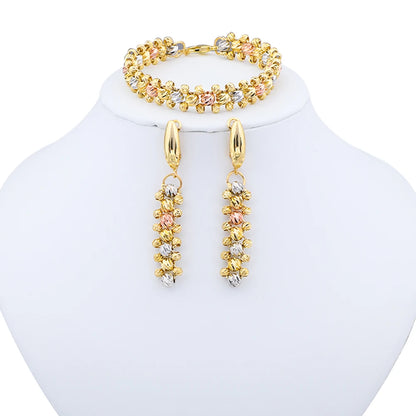 Dubai Colorful Necklace Earrings Bracelet Jewelry Set Indian Jewelry Luxury Fashion Style Dinner Party Daily Clothing Accessorie