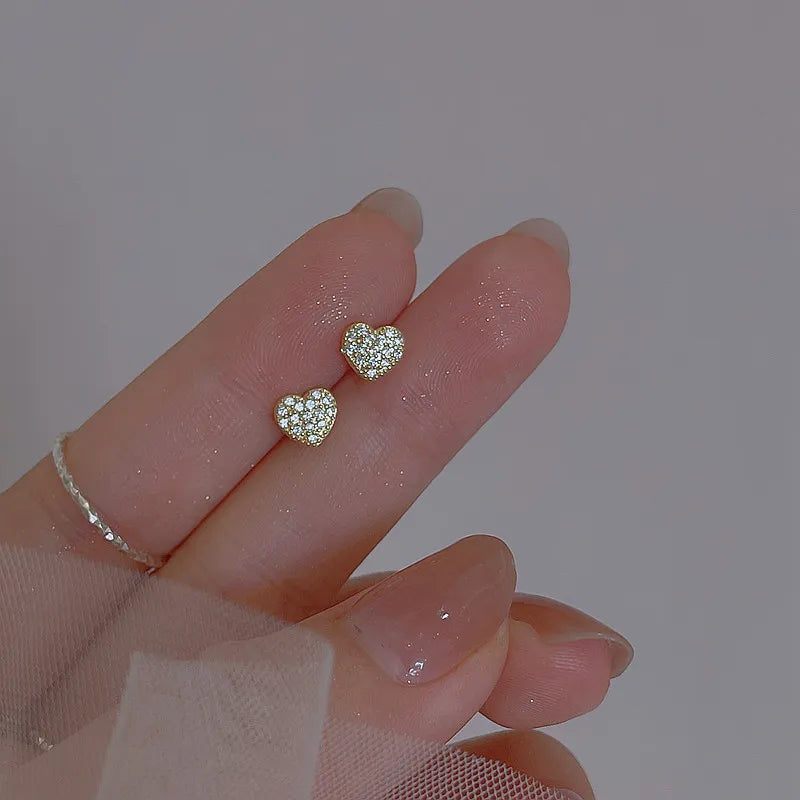 A Pair Silver Plated Ear Piercing Jewelry Romantic Zircon Flower Butterfly Stud Earrings for Women Girl Teen Jewelry Accessories