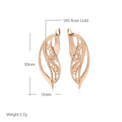 Kinel New Trend Glossy Dangle Earring For Women 585 Rose Gold Color Unusual Hollow Ethnic Bride Drop Earrings Daily Fine Jewelry