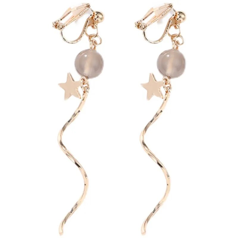 Fashion Tassel Ear Clip Non-Pierced Female Korean Style Temperament Earrings Super Fairy Jewelry Cute Cuff Earring Ear Clip Gift