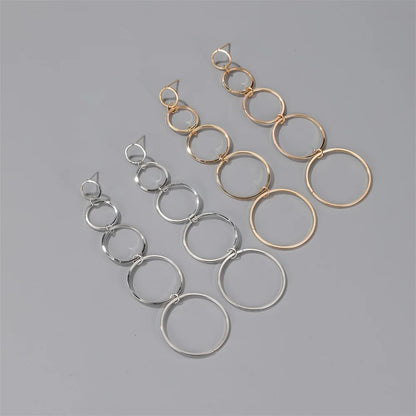 New  Round Circle Chain Long Pendant Earrings for Women Trendy Birthday Party Jewelry