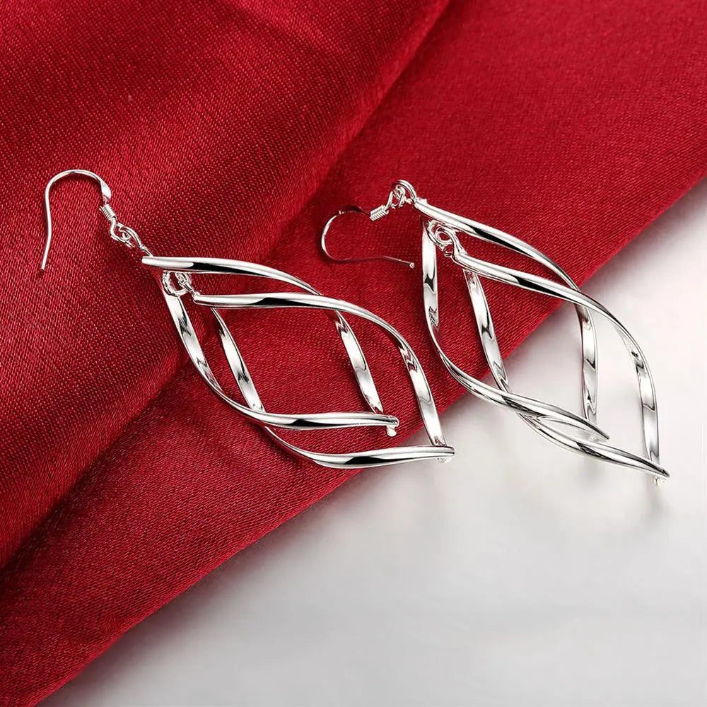 Fine High quality 925 Sterling Silver Earrings fashion Jewelry elegant Woman  Hanging Drop long wedding Christmas Gifts