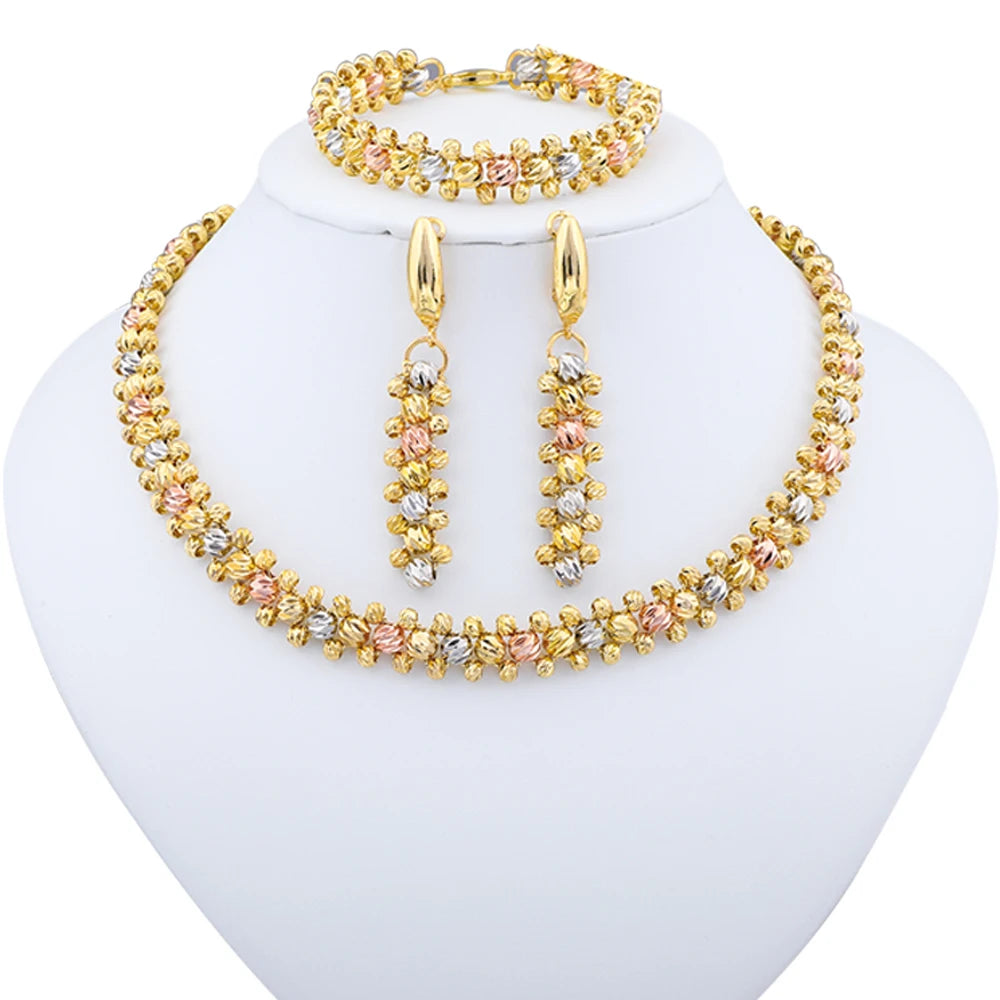 Dubai Colorful Necklace Earrings Bracelet Jewelry Set Indian Jewelry Luxury Fashion Style Dinner Party Daily Clothing Accessorie