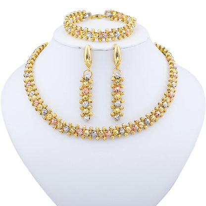 Dubai Colorful Necklace Earrings Bracelet Jewelry Set Indian Jewelry Luxury Fashion Style Dinner Party Daily Clothing Accessorie