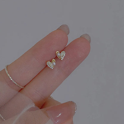 A Pair Silver Plated Ear Piercing Jewelry Romantic Zircon Flower Butterfly Stud Earrings for Women Girl Teen Jewelry Accessories