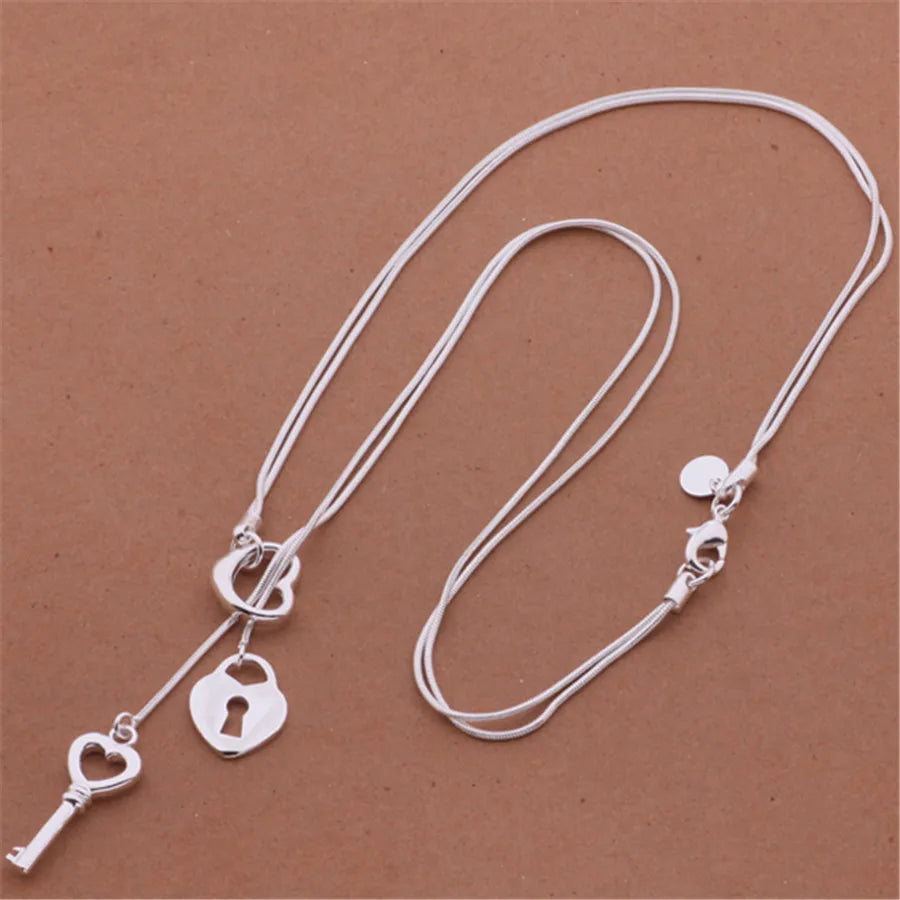 Promotional 925 Sterling Silver Charms Necklace High-quality Jewelry Exquisite Fashion Women Classic Cute Wedding 45CM