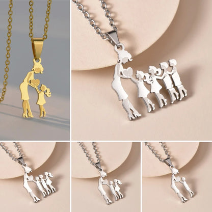 Mothers and Children Family Stainless Steel Necklaces Silver Color Multiples Kids Pendant Necklace Jewelry Mother&